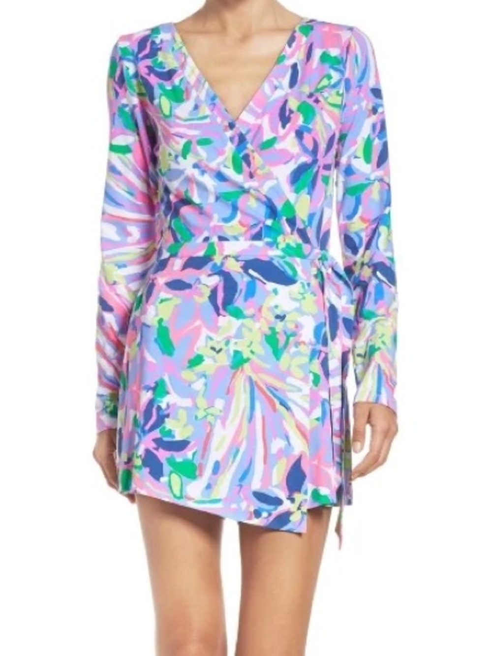 Lilly Pulitzer longsleeve shorts Romper Y2K style wrap dress size S